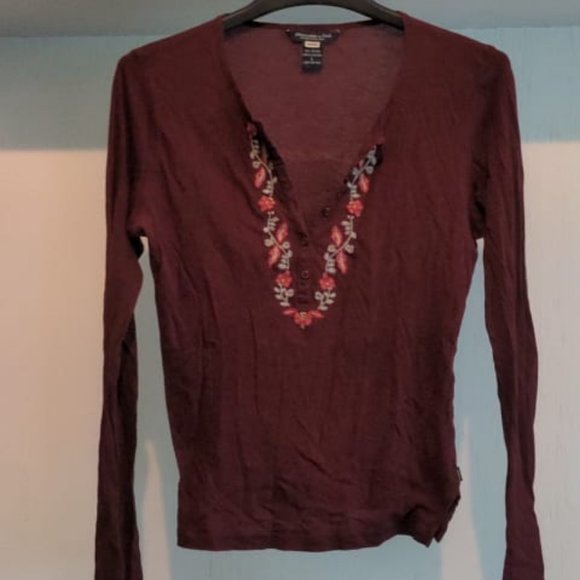 Abercrombie and Fitch Vintage 90s long sleeve embroidered shirt Y2K 90s - Picture 1 of 3